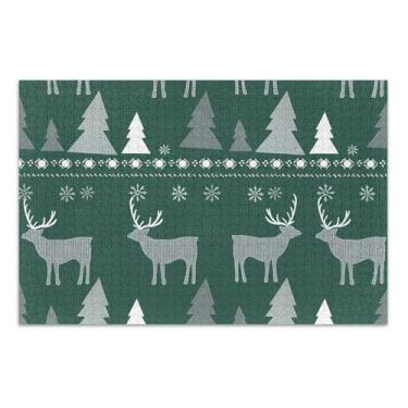 Imagem de Quebra-cabeça 1000 peças de árvore de Natal verde adulto cenário de veado arte floral arte adultos presentes para jogo de elefante branco, 75 x 40 cm