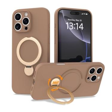 Imagem de IAIYOXI Capa de silicone com rotação de 360° atualizada para iPhone 15 Pro Max com suporte invisível, forro de microfibra macio antiarranhões dentro da capa de telefone com suporte giratório para