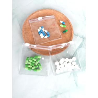 Imagem de 12 sacos de comprimidos com zíper, reutilizáveis, com trava deslizante, mini sacos de plástico transparente para pílulas, vitaminas, joias, artesanato, objetos pequenos