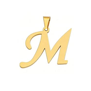 Imagem de JDYDYJT Pingente de letra inicial do alfabeto para fazer joias, colar, artesanato dourado (M)