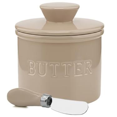 Imagem de Priority Chef Prioritychef Manteiga De Pote Com Tampa, Manteiga Para Barrar Sob Demanda, Suporte Para Manteiga Francesa Para Deixar No Balcão Com Linha De Água, Manteigueira Francesa De Cerâmica, La