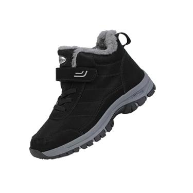 Imagem de Botas de neve femininas de inverno: botas quentes forradas com pele 2025 botas de tornozelo conforto durante todo o dia calçado ao ar livre para caminhadas, Preto, 37