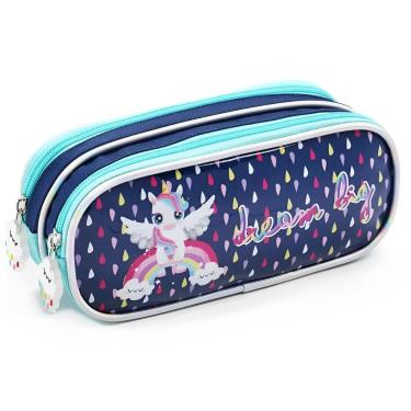Imagem de Estojo Infantil Escolar Menina Duplo Porta Lapis Unicornio-Feminino