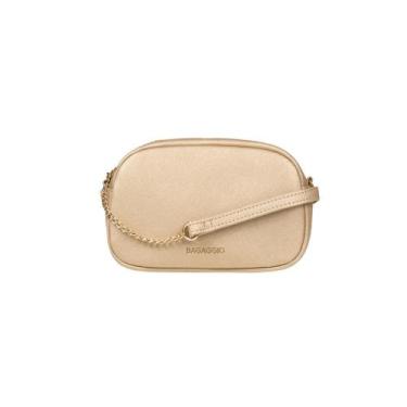 Imagem de Mini Bolsa Feminina Transversal Com Correntes Dourada - Bagaggio, U, D