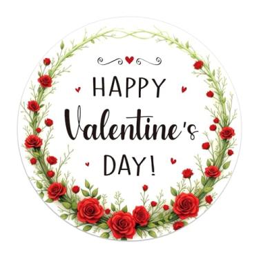 Imagem de WhatSign 72 adesivos de dia dos namorados - adesivos redondos de 3,8 cm com tema rosa com feliz dia dos namorados para vales-presente, envelopes, sacos de petiscos, selos de presente romântico