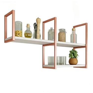 Imagem de Estantes de arrumação de estilo industrial, adequadas para cozinhas, salas de estar, com instalação no teto e na parede