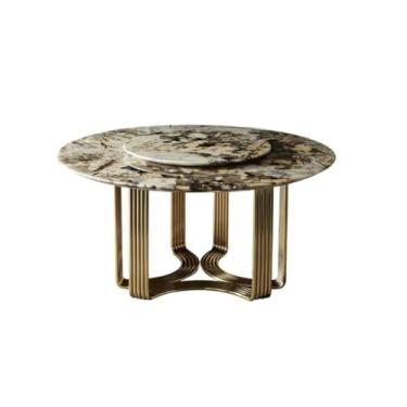 Imagem de Mesa de jantar redonda de mármore nórdico simples de 119 cm com toca-discos, mesa de jantar para casa, mesa de jantar removível, mesa de debate, mesa de cozinha moderna