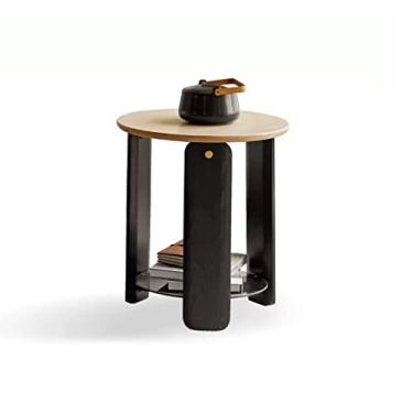 Imagem de Mesa de centro de madeira moderna minimalista casual mesa lateral redonda sala de estar casa mesa de centro mesa quarto (A)