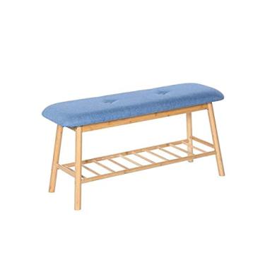 Imagem de Prateleira de sapatos Banco multifuncional doméstico com estofado para sala de estar, descanso de casa, decoração de casa de madeira maciça banco de sapato redondo organizador de armazenamento de