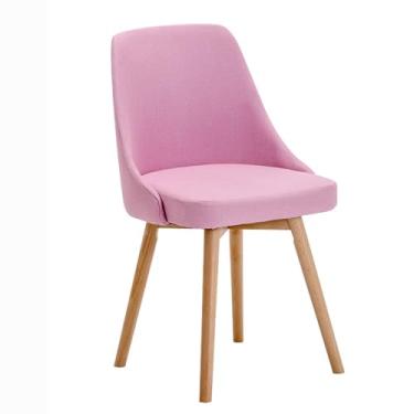 Imagem de Cadeira de jantar moderna de tecido de linho com encosto alto, assento estofado, pernas de madeira maciça - estilo fazenda para cozinha, sala de jantar, balcão de bar, sala de estar (conjunto de 2)