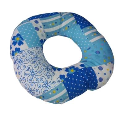 Imagem de Almofada de Piercing para dormir Protetor de Ouvido com Furo no meio(Floral azul)
