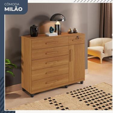Imagem de Comoda Milao 1 Porta 6 Gavetas em MDP Benetil Moveis