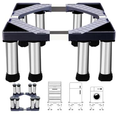 Imagem de Suporte para lavadora e secadora, pedestal, 28 largos, carga universal, 400 kg, suporte para geladeira, lavadora e secadora, carrinho móvel com rodas para aparelho com altura ajustável, cinza 25c