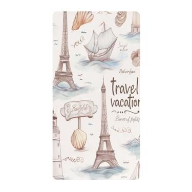 Imagem de Blueangle Lençol de berço padrão para berço infantil - Lençóis de algodão macio e respirável com estampa de paisagem de viagem (273)