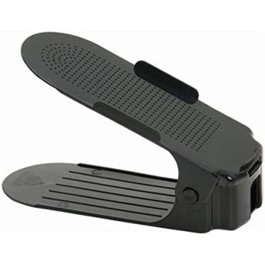 Imagem de Organizador de Sapatos Individual Ajustável, Plástico Resistente Antiderrapante, Rosa Bege Branco, Moderno Minimalista (Preto)