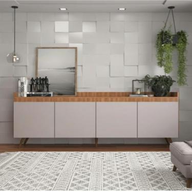 Imagem de Buffet Aparador Retrô 4 Portas MDP Freijó e Fumê 180cm Edi - Yescasa