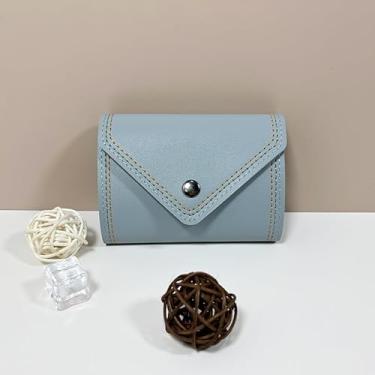 Imagem de Carteira com porta-cartões estilo órgão de couro PU com vários compartimentos para cartão de crédito portátil com encaixe, Azul, Retrô