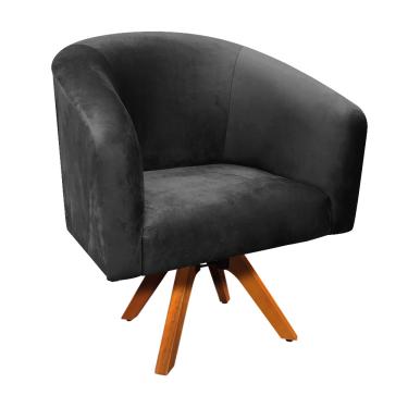 Imagem de Poltrona Decorativa Giratória MM30 Stella Suede Preto D03 - D'Rossi