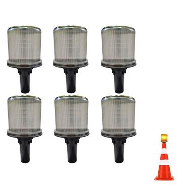 Imagem de Sinalizador Viario Solar Kit 6 Uni Sinaliza Rodovia Emergencia Estrada Cone Atencao Rua Obra