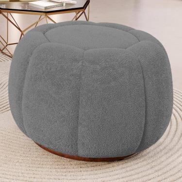 Imagem de Puff Decorativo Estilo Abóbora Orgânico Shell Bouclê Cinza Escuro - Desk Design