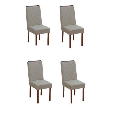 Imagem de Kit 4 Cadeiras Floripa c/ Apliques Assento Estofado espuma D26 Madeira