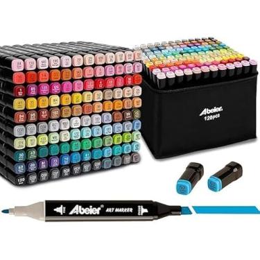 Imagem de Kit Canetinhas Para Pintar Bobbie Goods | Caneta Marcador Permanente Para Colorir | Estojo Para Desenho Profissional | 24/36/48/60/80/120 Cores | Canetinhas com Pontas Duplas | Cores Vivas