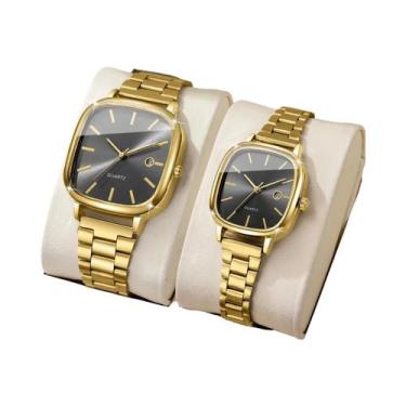 Imagem de Relógios De Pulso De Quartzo Com Mostrador Quadrado Para Casais, Relóg