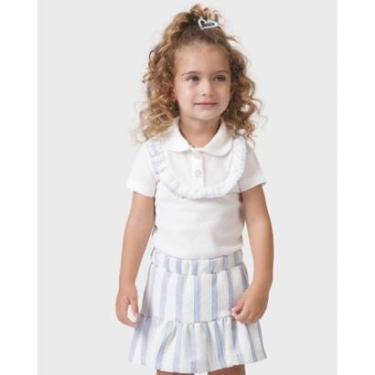 Imagem de Conjunto blusa polo shorts saia listrado leve fresquinho menina- Azul e Rosa - Menina 1 a 4 anos-Feminino