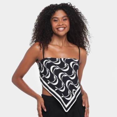 Imagem de Regata Farm Lenço Peixe Copa Feminina, Branco, Azul, G