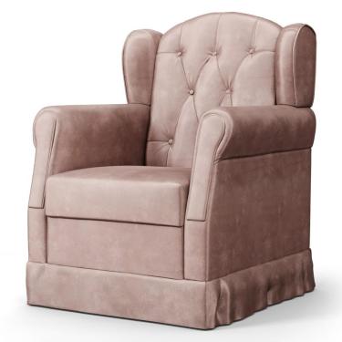 Imagem de Poltrona De Amamentação Fixa Lucy P04 Veludo Rosê - Mpozenato