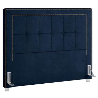 Imagem de Cabeceira Cama Box Casal Queen 160Cm Paolla P02 Veludo Azul Marinho