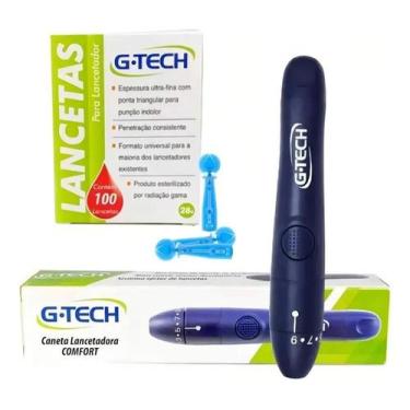 Imagem de Kit Com 100 Lancetas Glicose Caneta Lancetadora G-tech Cor A - Congrat