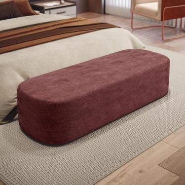 Imagem de Puff Decorativo Orgânico para Living Quarto 195cm Doha W01 Linho Bordô