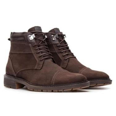 Imagem de Bota Botina Masculina Casual em Couro Coturno Confortável Cadarço de Amarrar Moderno Dia a Dia-Masculino