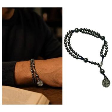 Imagem de Pulseira Terço De Pulso Medalha São Bento Hematita - FORNECEDOR 6