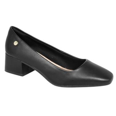 Imagem de Scarpin Via Uno Sapato Feminino Salto Baixo Grosso 904009, Preto, 37