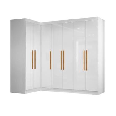 Imagem de Quarto Modulado de Canto Madrid com 7 Portas Maxel, Branco