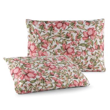 Imagem de Par de Fronhas Luar Jardim Floral 70cm X 50cm Malha 100% Algodão com Zíper Clara Luz Decora
