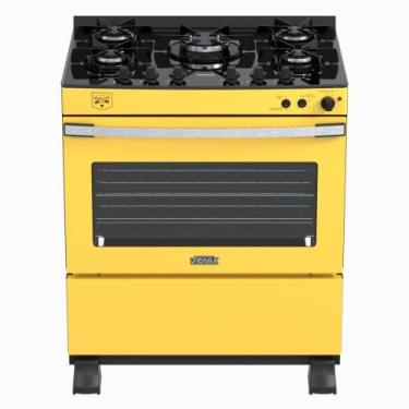 Imagem de Fogao a Gas 5 Bocas Venax Gaudi Vetro Vitreo Amarelo, Amarelo, 110V