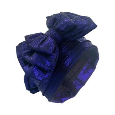 Imagem de Touca Turbante Africana Dourada Multicamadas Com Laço Elegante Para Mu