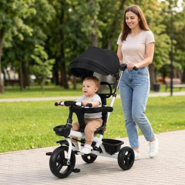 Imagem de Triciclo De Passeio Infantil Com Empurrador E Capota Bebê - UNIART