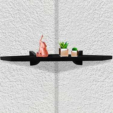 Imagem de Prateleira De Parede De Canto Organizadora P/Quarto Sala Cozinha Em MDF 35 X 35 cm - Preto