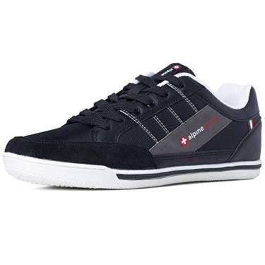 Imagem de Alpine Swiss Stefan Tênis retrô masculino | Sapatos elegantes de cano baixo com acabamento em camurça | Perfeito para calçados casuais | Tênis moderno | Tênis masculino, Preto, 47