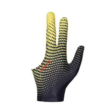 Imagem de Amagogo de Bilhar para Mão Esquerda/Direita Elástica Antiderrapante E Respirável Taco de Sinuca com 3, Tamanho, Esportivas, Int, Preto amarelo