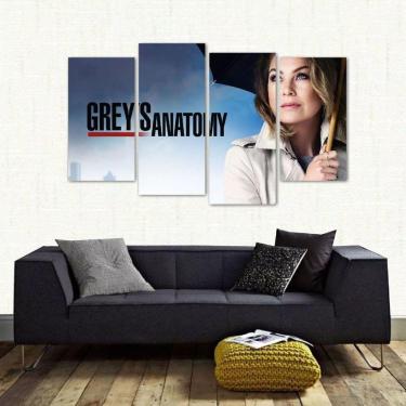 Imagem de Quadro Decorativo Grey`s Anatomy Meredith Em Tecido 4 Peças