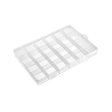Imagem de Caixa de armazenamento de componentes uxcell – Caixa de ferramentas de componentes eletrônicos de 24 grades fixas de plástico, branco transparente, 193 x 135 x 21 mm, pacote com 2