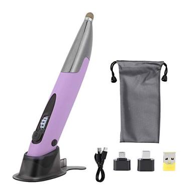 Imagem de ASHATA Caneta de mouse sem fio ABS Capacitivo de tela escrita manual com adaptadores com dois botões direitos em ambos os lados, adequado para computador notebook PC (roxo)