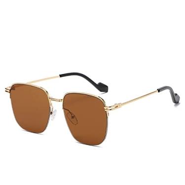 Imagem de Óculos de sol masculinos metal meia armação gradiente rosa óculos de sol de rua moda anti-azul claro óculos, 3, tamanho único