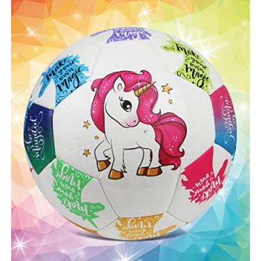 Imagem de Barocity Bola de futebol unicórnio tamanho 3 – Bola de futebol para meninos e meninas para crianças, bola de unicórnio colorida, divertida para crianças pequenas para jogos de esportes internos e externos para todas as idades