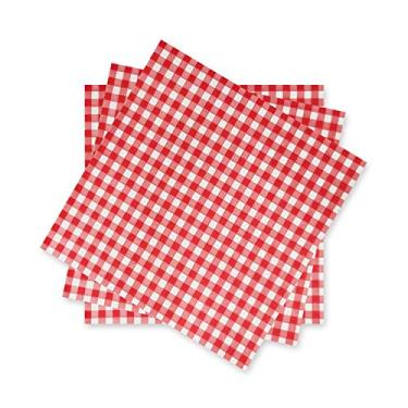 Imagem de Gatherfun Guardanapos descartáveis de papel xadrez vermelho e branco (pacote com 50)